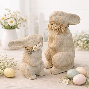 Rustic Cream Bunny Figurines